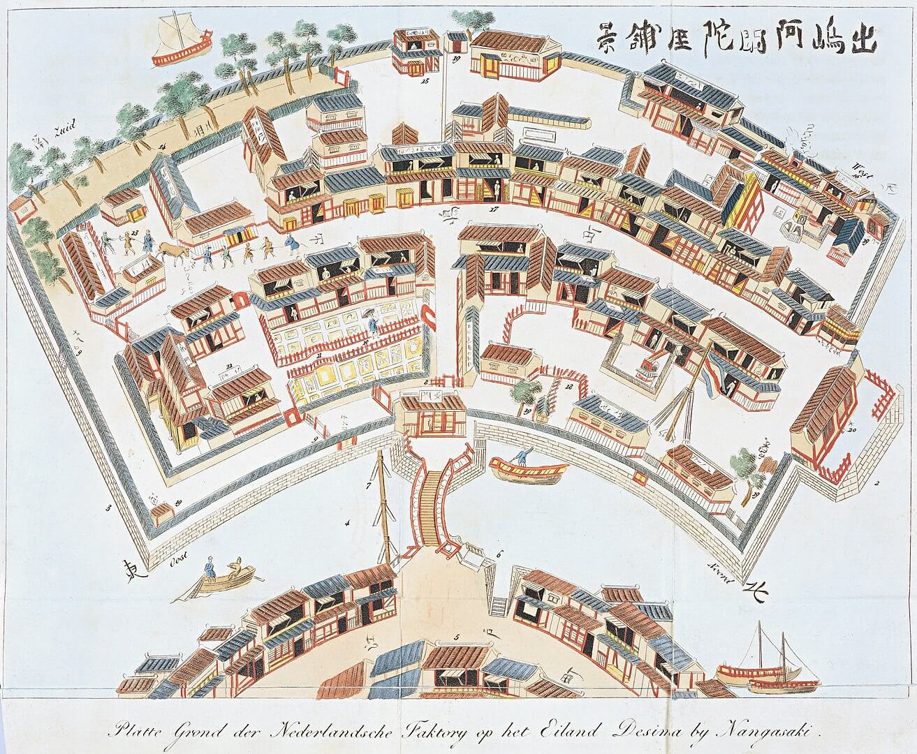 Plattegrond van het eiland Dejima in Nagasaki