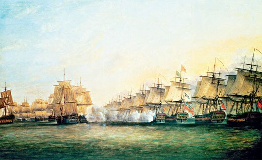 De strijd om Trincomalee, een schilderij uit 1782