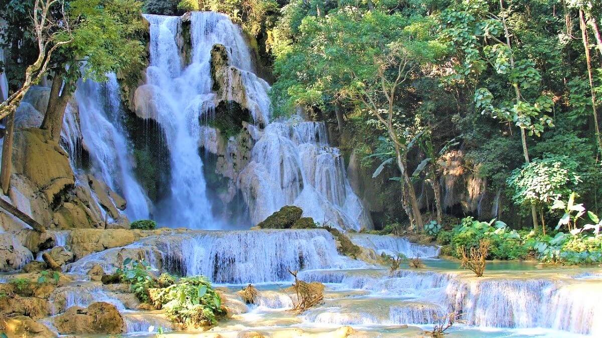 De Tat Kuang Si Watervallen in Luang Prabang, Laos
