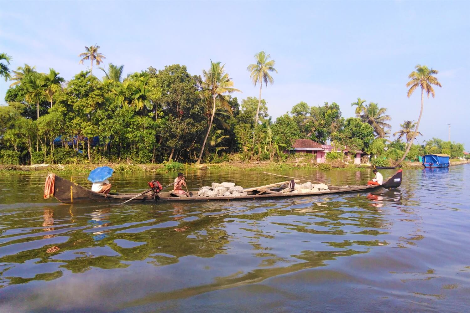 De prachtige backwaters in India, Kerala