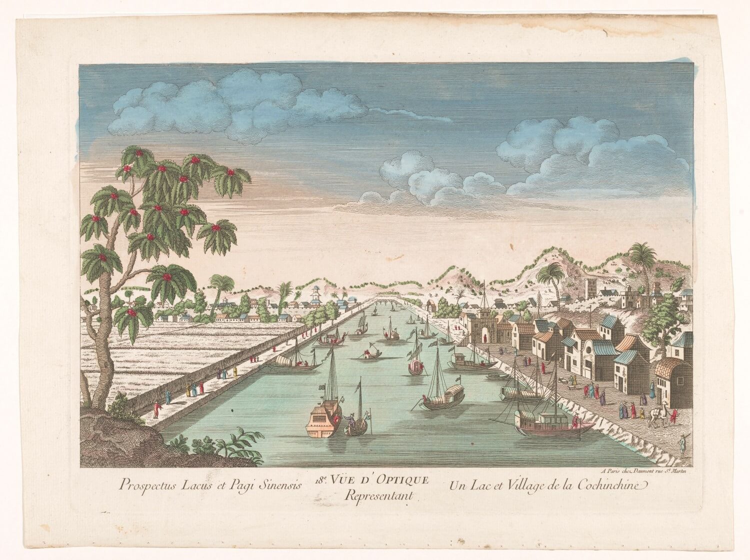 Scene van een dorp in de Mekongdelta