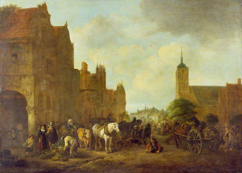 Schilderij Isaac van Ostade en de Sint-Lambertuskerk