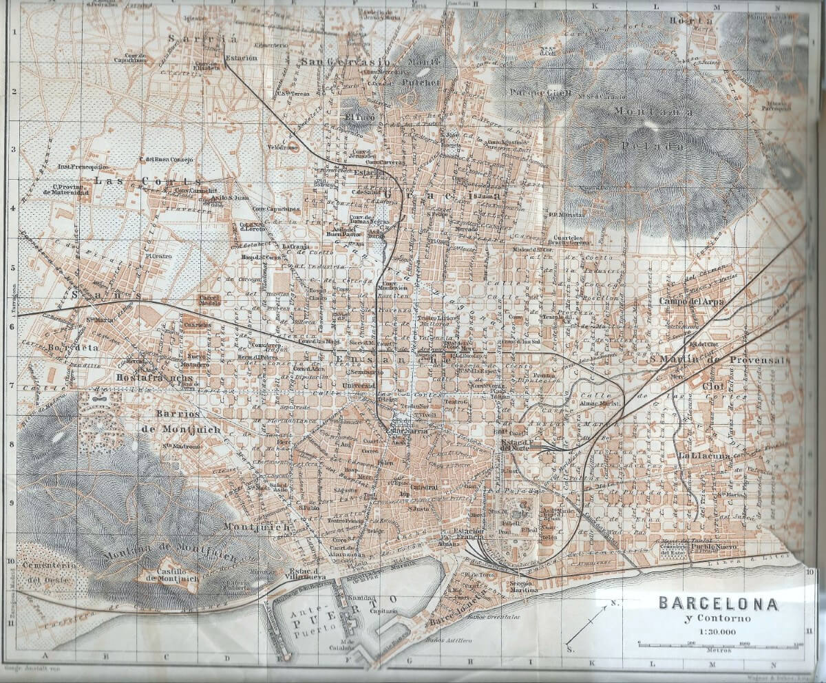 Het typische stratenpatroon van Barcelona