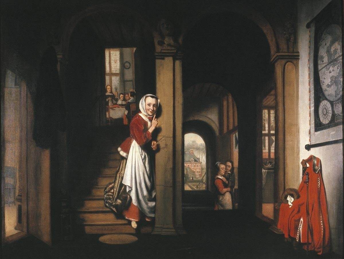 Schilderij van Nicolaes Maes, de Luistervink in het Dordrechts Museum