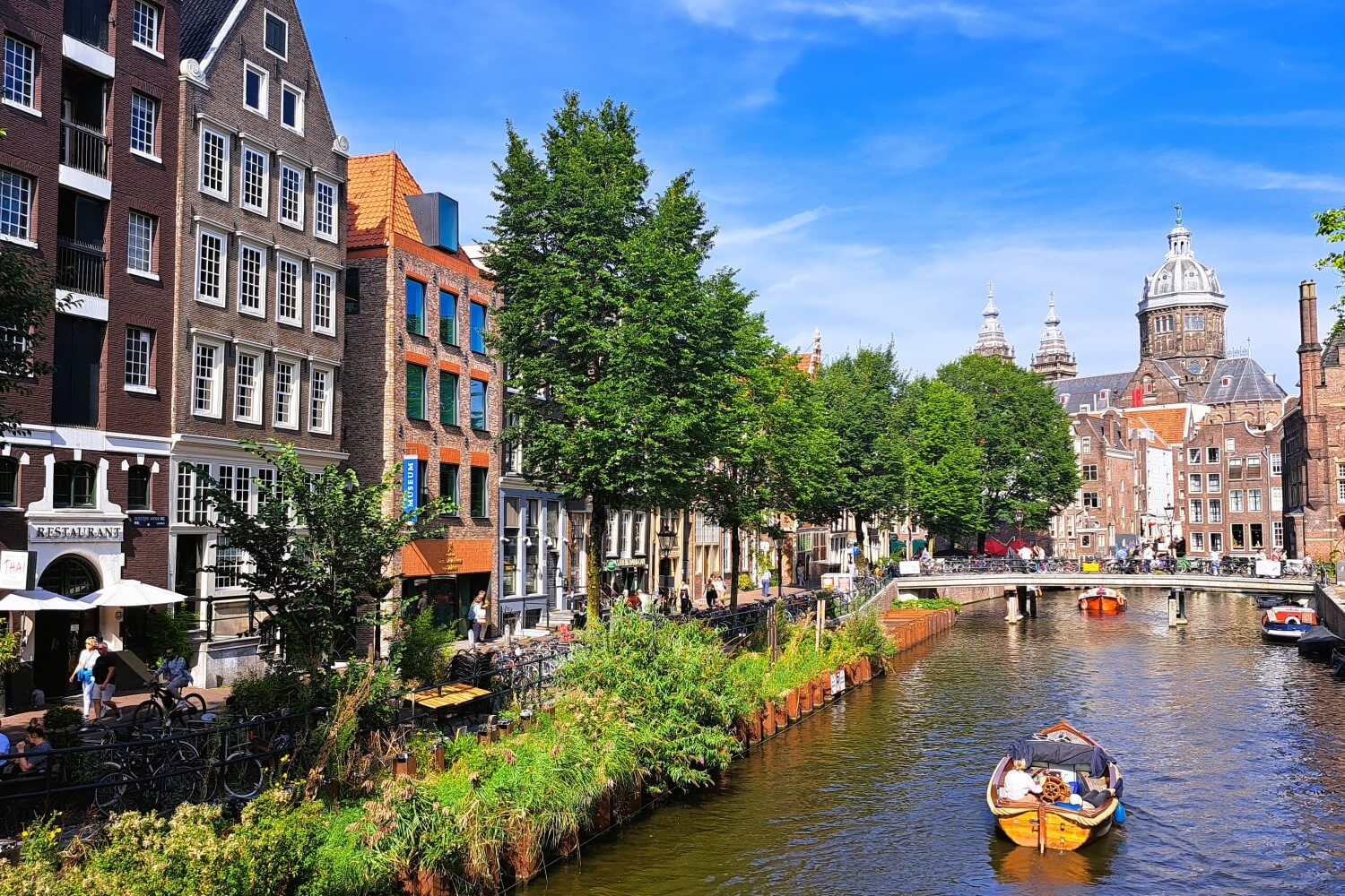 De Oudezijds Voorburgwal en de Basiliek van de Heilige Nicolaas