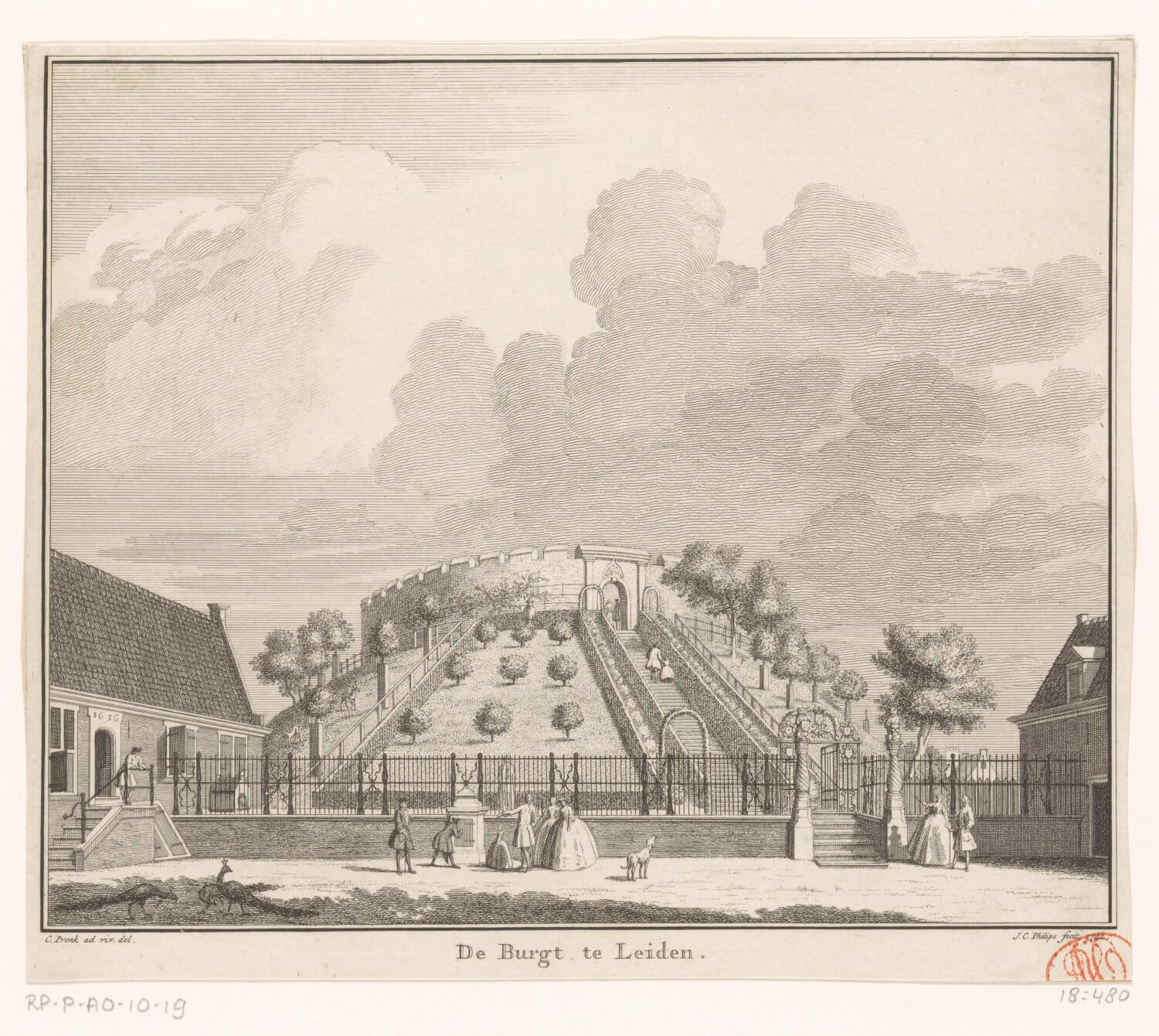 Prent van de Burcht van Leiden