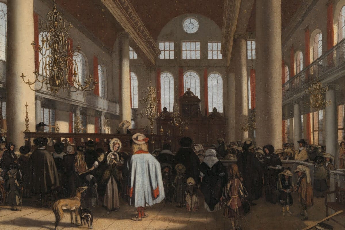 Interieur van de Portugese Synagoge in Amsterdam