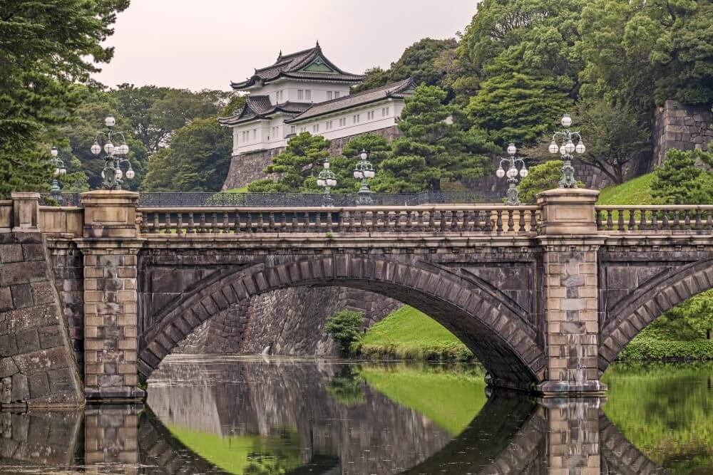 De beroemde brug van het Keizerlijk Paleis in japan